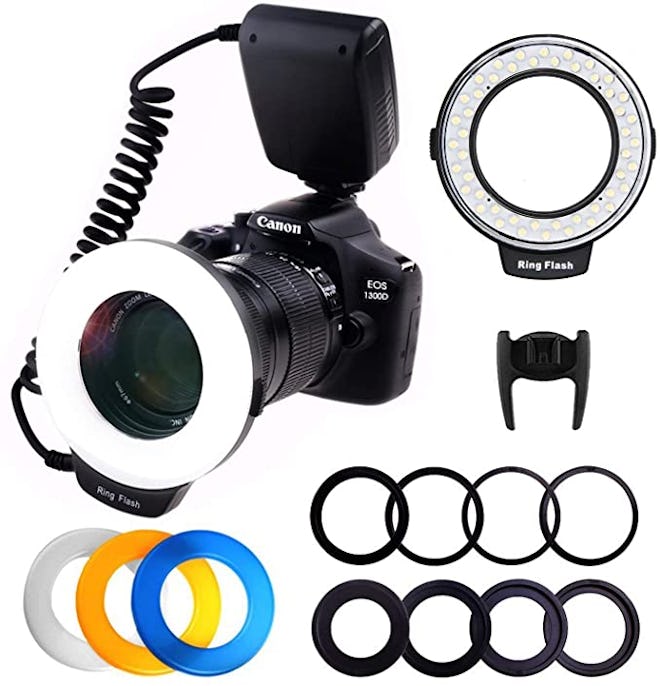 PLOTURE Flash Light with LCD Display Adapter Rings