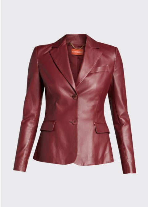 Leather Two-Button Blazer Jacket 