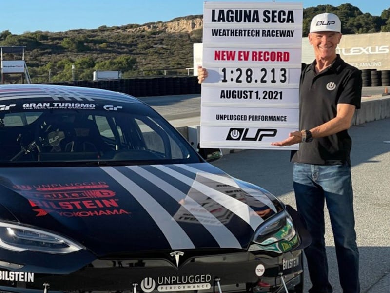 A modified Tesla Model S broke the lap record for electric vehicles at the Laguna Seca raceway.