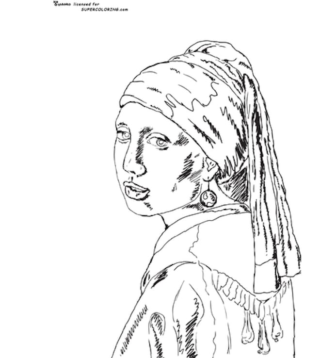 "Girl with the pearl earring" coloring page