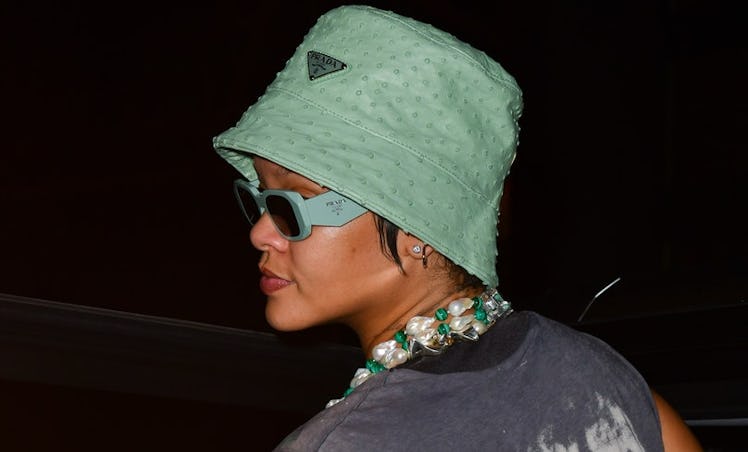 Rihanna wearing a Prada bucket hat