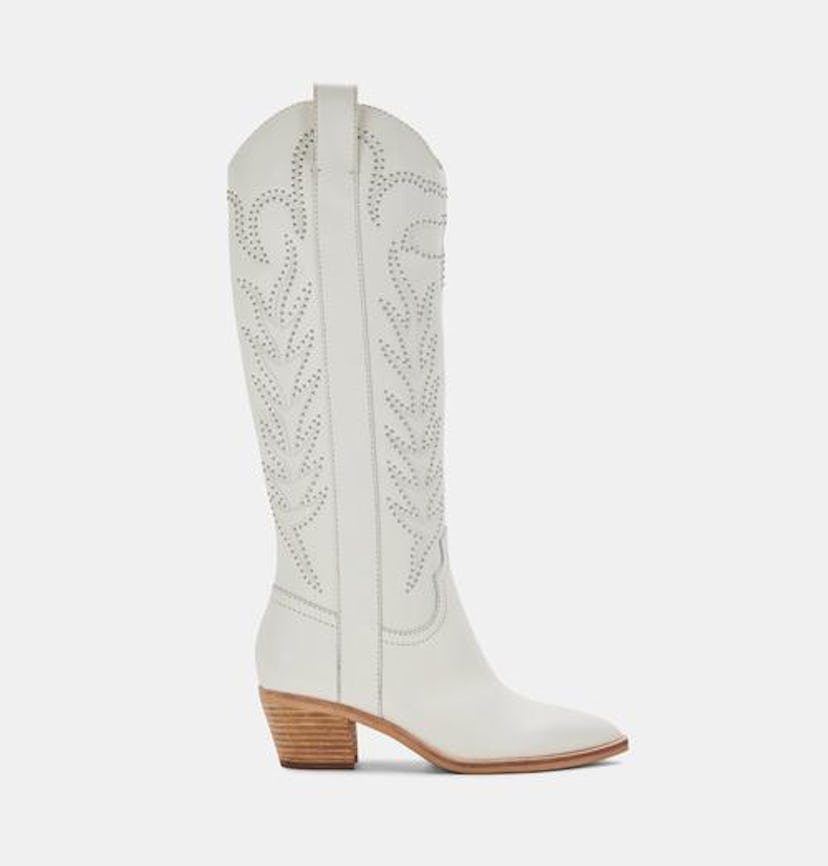 SOLEI STUD BOOTS IN OFF WHITE LEATHER