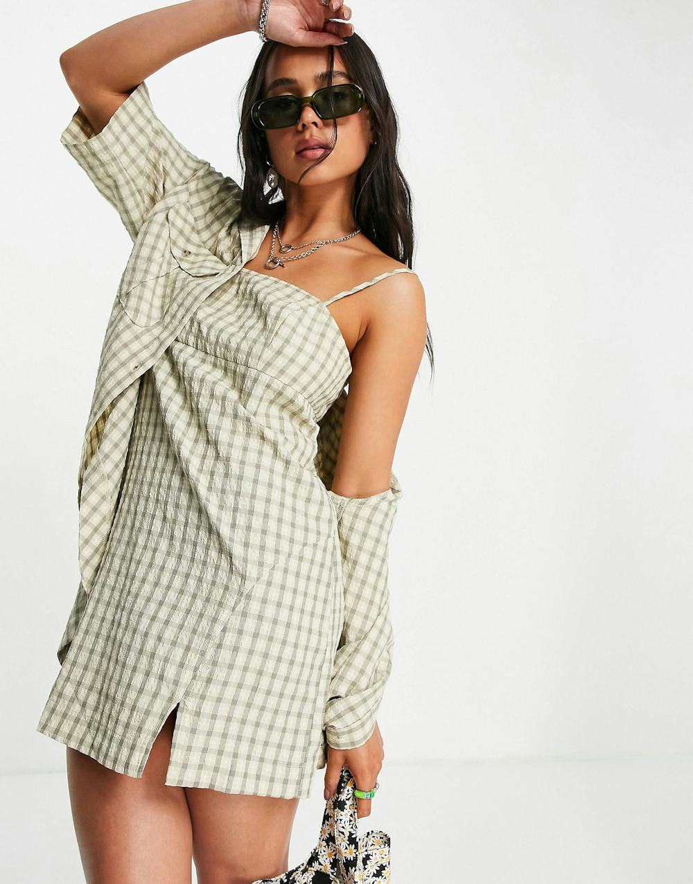 Short Sleeve Pocket Shirt in Check Khaki