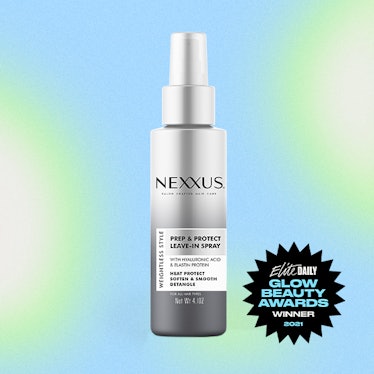 A product shot of Nexxus' Weightless Style Prep & Protect Leave-In Spray, the Best Hair Protectant w...