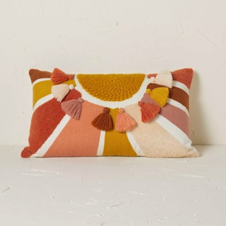 Embroidered Sun Lumbar Throw Pillow