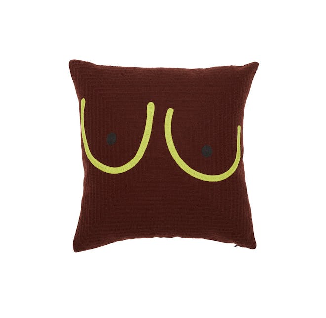 Deep Brown Boob Pillow w/ Lime