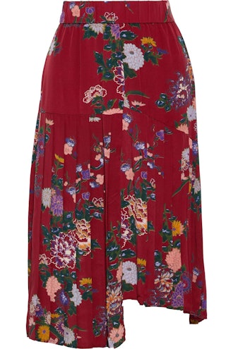 Isabel Marant Inaya Pleated Floral-Print Silk Skirt