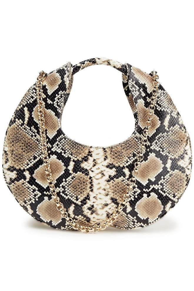 BY FAR Lune Snake-Effect Leather Shoulder Bag