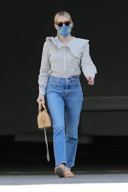 Emma Roberts wearing denim in West Hollywood in April 2021. 