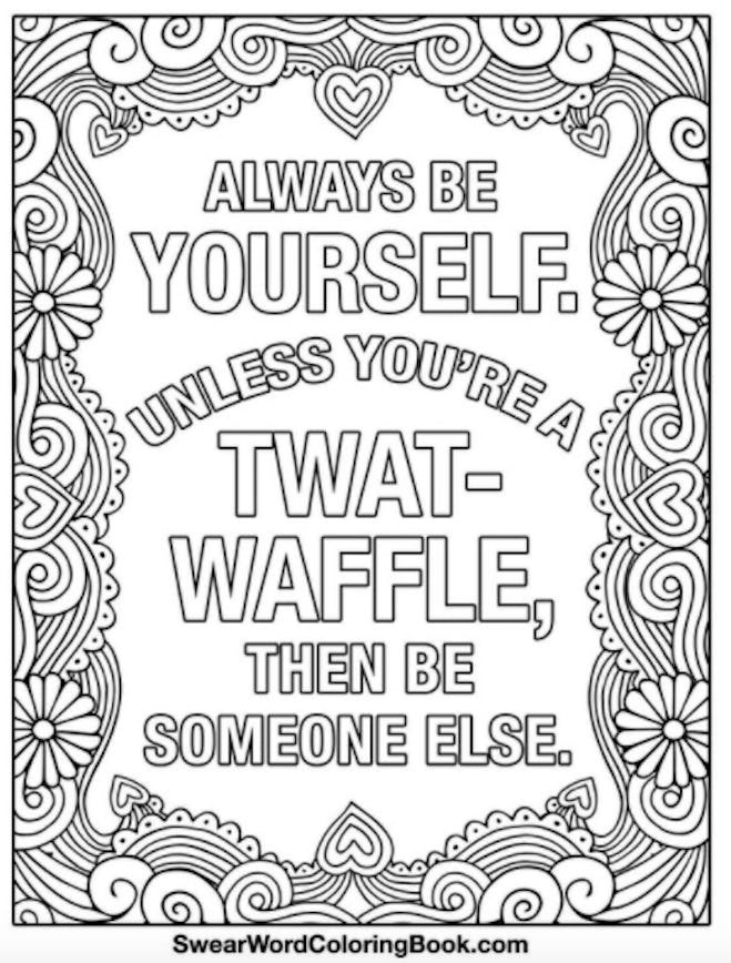 Coloring Page with the words twat-waffle