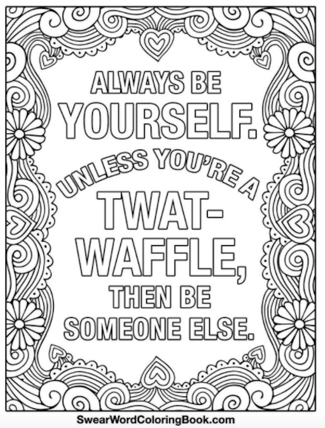 Coloring Page with the words twat-waffle