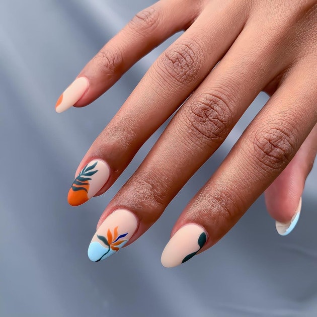 Blue tropical nail design with ocean waves - wide 2