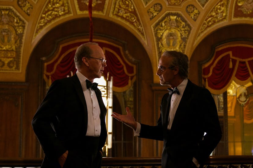 Michael Keaton as Kenneth Feinberg and Stanley Tucci as Charles Wolf in Netflix's 'Worth.' Photo cou...