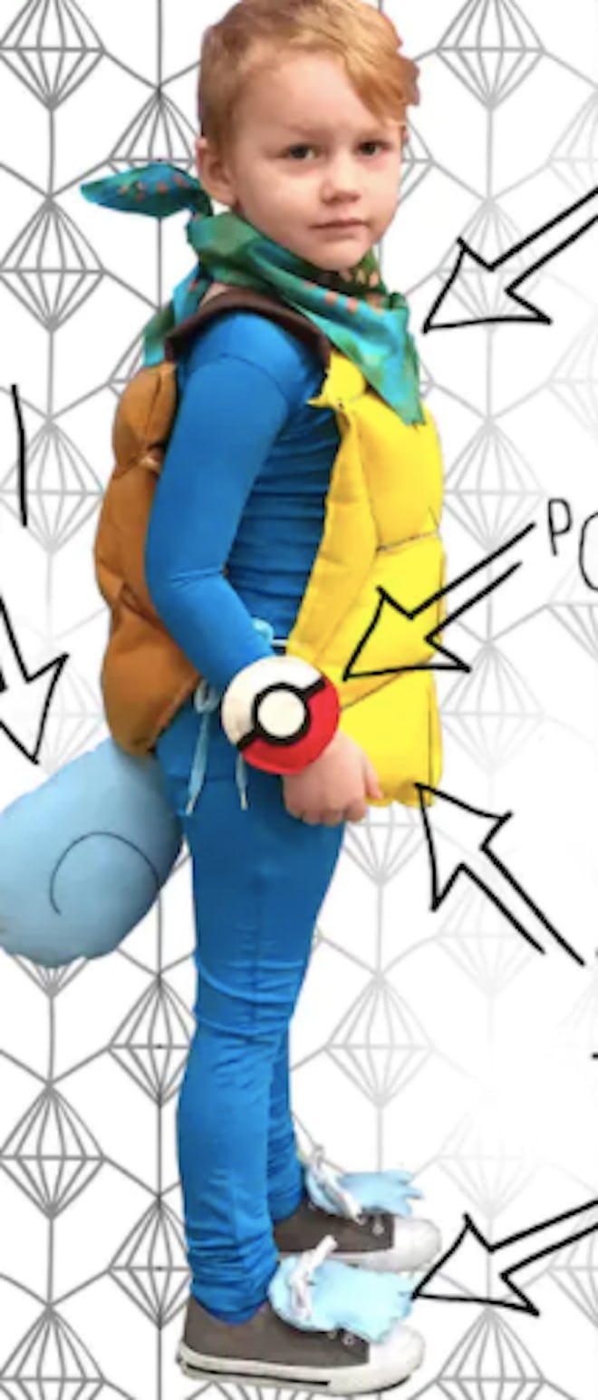 Child wearing a Squirtle costume