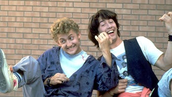 Alex Winter and Keanu Reeves air-jamming out in Bill & Ted’s Excellent Adventure