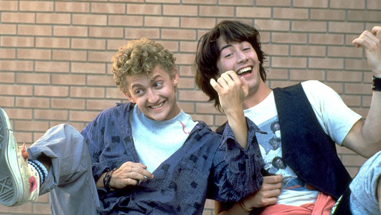 Alex Winter and Keanu Reeves air-jamming out in Bill & Ted’s Excellent Adventure