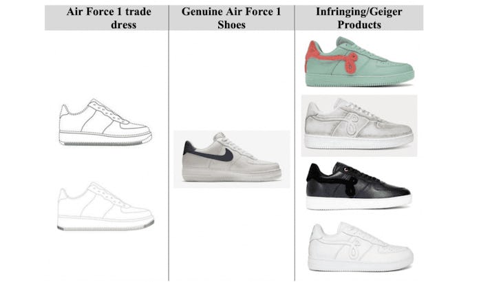 Nike v John Geiger Co legal document comparison