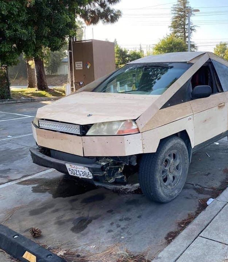 The Plybertruck, a Tesla Cybertruck knockoff made out of wood. Electric vehicles. EV. EVs. Electric ...