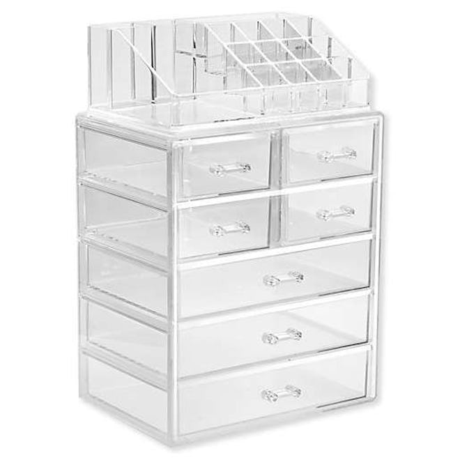 Sorbus 2-Piece 7-Drawer Vanity Organizer in Clear