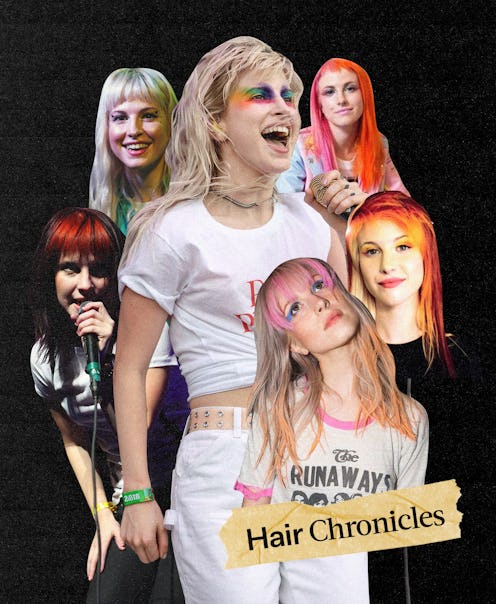 Five different hairstyles and hair colors of Hayley Williams