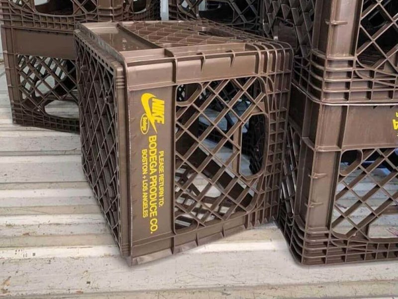 Bodega x Nike co-branded milk crates