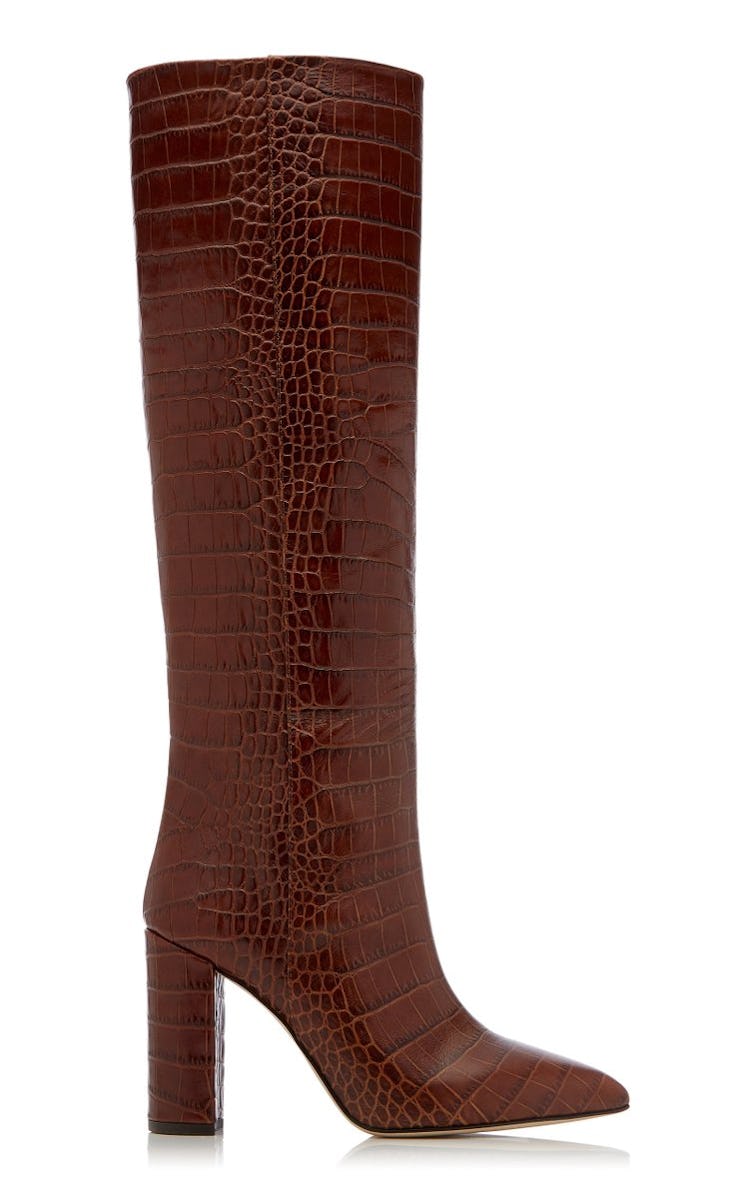 Paris Texas Crocodile-Effect Knee-High Boots