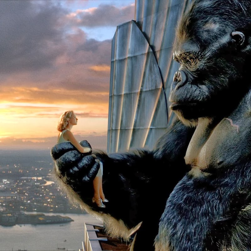 A still image from King Kong holding Naomi Watts in the 2005 movie