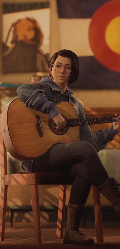screenshot of alex chen playing guitar from life is strange: true colors trailer