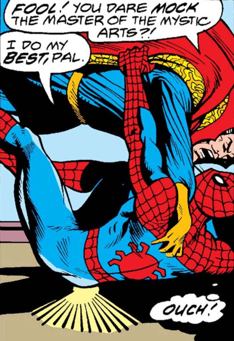 Spider-Man vs. Doctor Strange fight in Marvel Comics