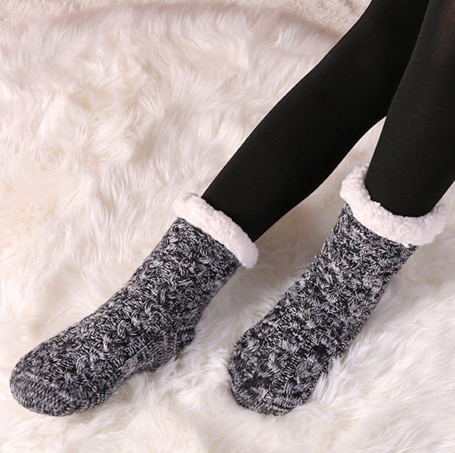SDBING Fleece-Lined Sock Slippers