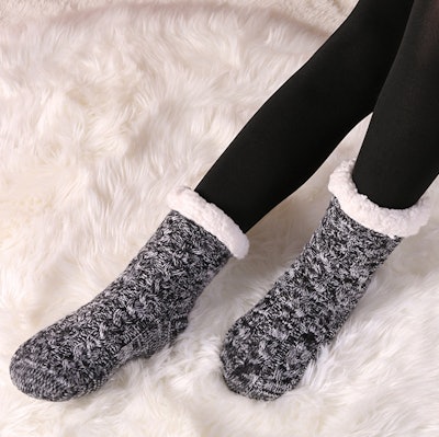 SDBING Fleece-Lined Sock Slippers