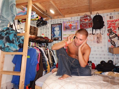 Singer Mat Kastella in his room.