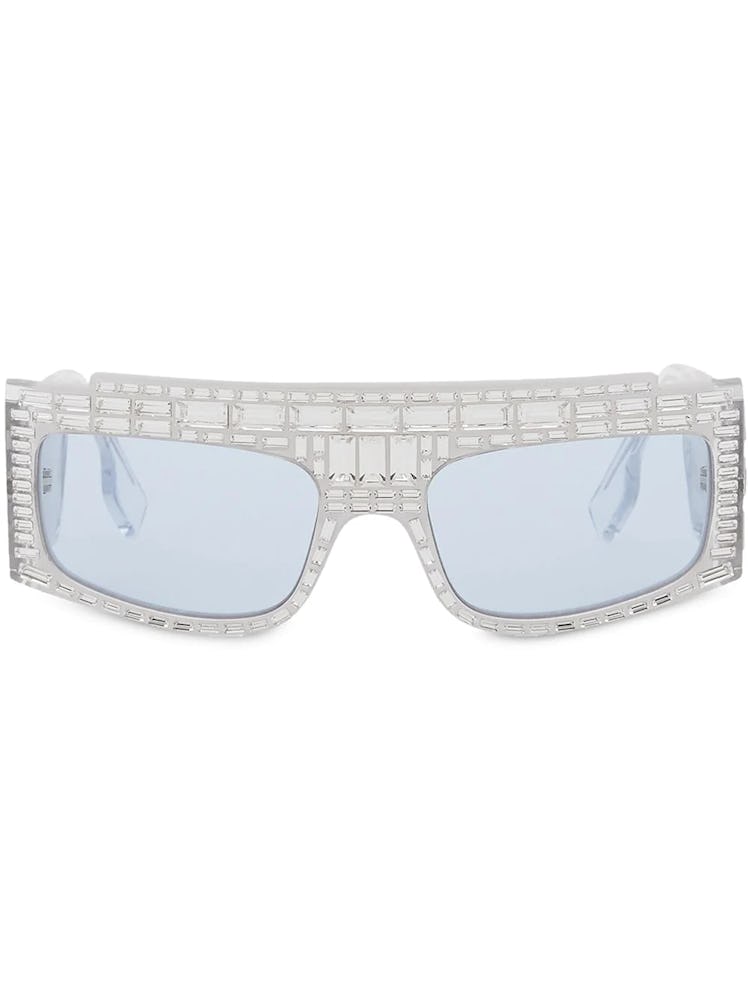 Burberry crystal-embellished rectangular sunglasses