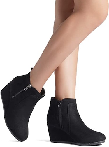 Dream Pairs Suede Low Wedge Ankle Boots