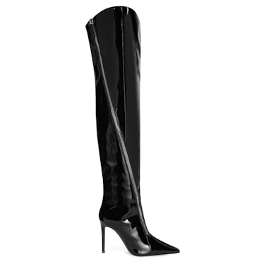 Giuseppe Zanotti black knee high boots with stiletto heel. 