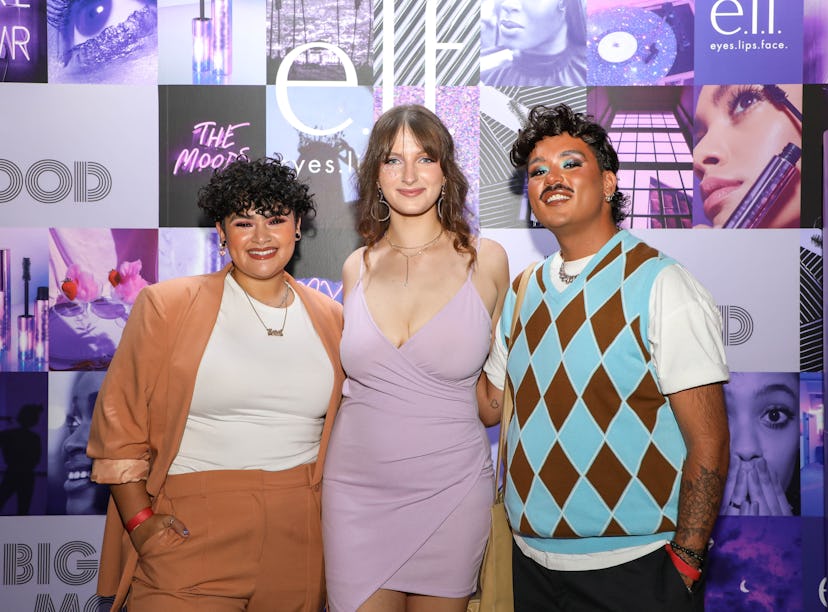 e.l.f. Beautyscape 5.0 winners Karol Rodriguez, Emily Anne Carden, and Michael Brooks attend a launc...