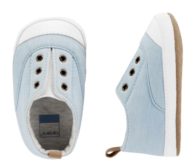 Light blue chambray baby sneakers