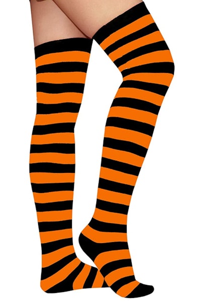 Women's Extra Long Opaque Striped High Socks