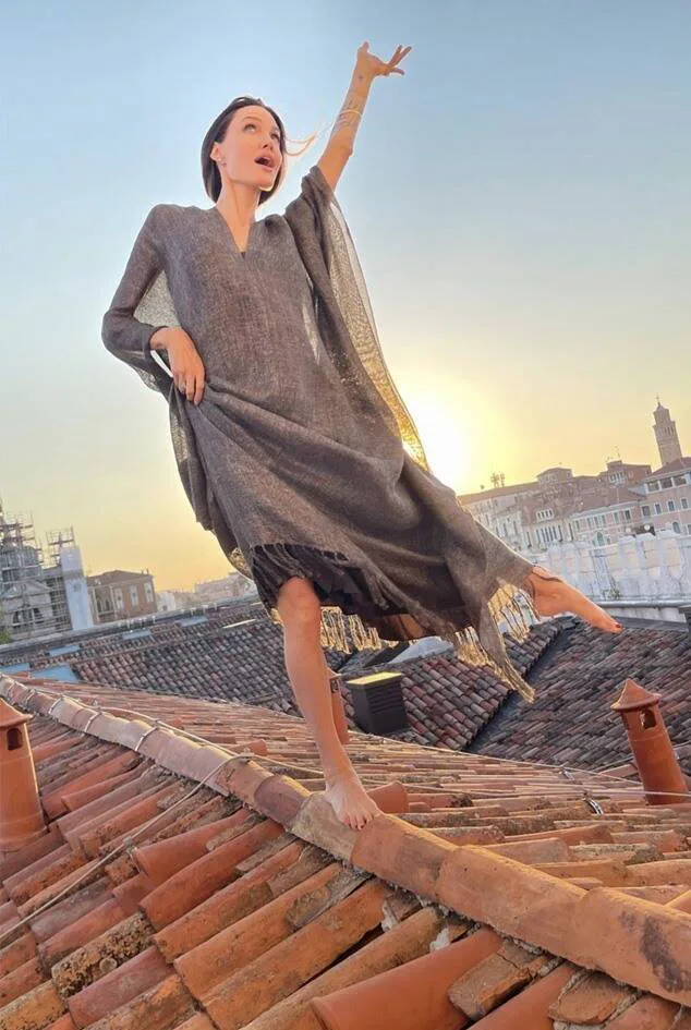 Angelina Jolie Staged a Carefree Rooftop Photo Shoot With Artists