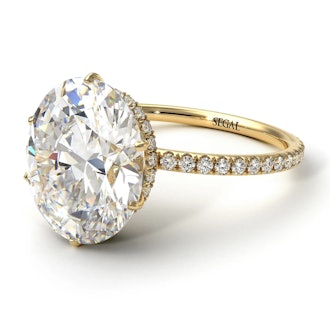 SEGAL Jewelry's hidden halo oval diamond engagement ring. 