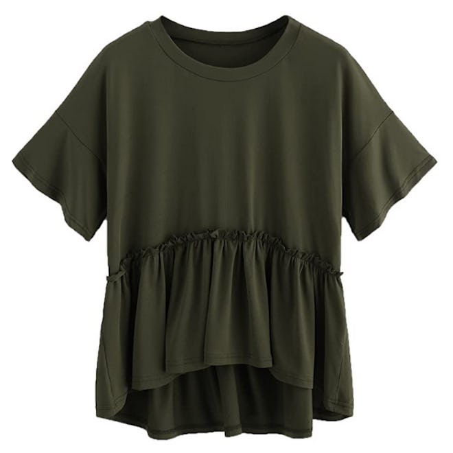 Romwe High Low Peplum Blouse Top