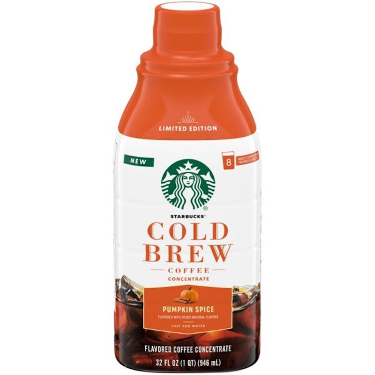Starbucks' fall 2021 Pumpkin Spice At-Home coffee collection features a non-dairy creamer and a cold...