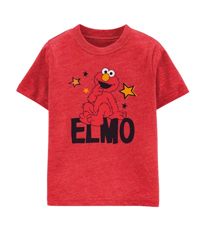 Image of a red t-shirt with Elmo on it. 