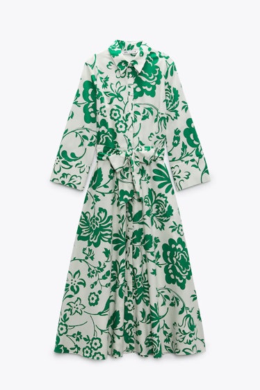 Zara Printed Poplin Shirt Dress