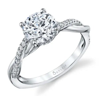 SYLVIE's Spiral Engagement Ring With A Hidden Halo. 