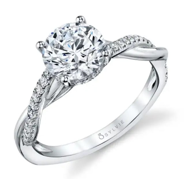 SYLVIE's Spiral Engagement Ring With A Hidden Halo. 