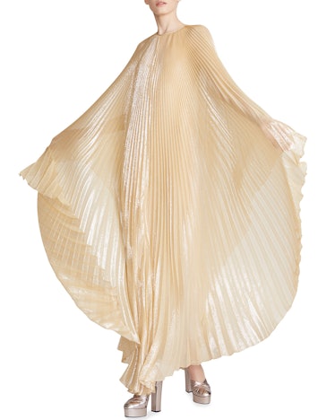 Liza Pleated Metallic Caftan Gown