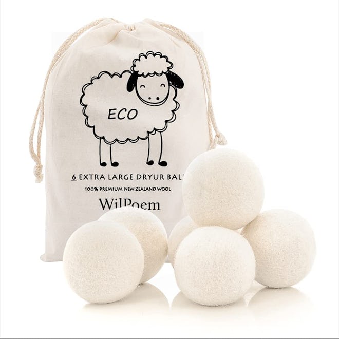 WilPoem New Zealand Wool Dryer Balls (6-Pack)