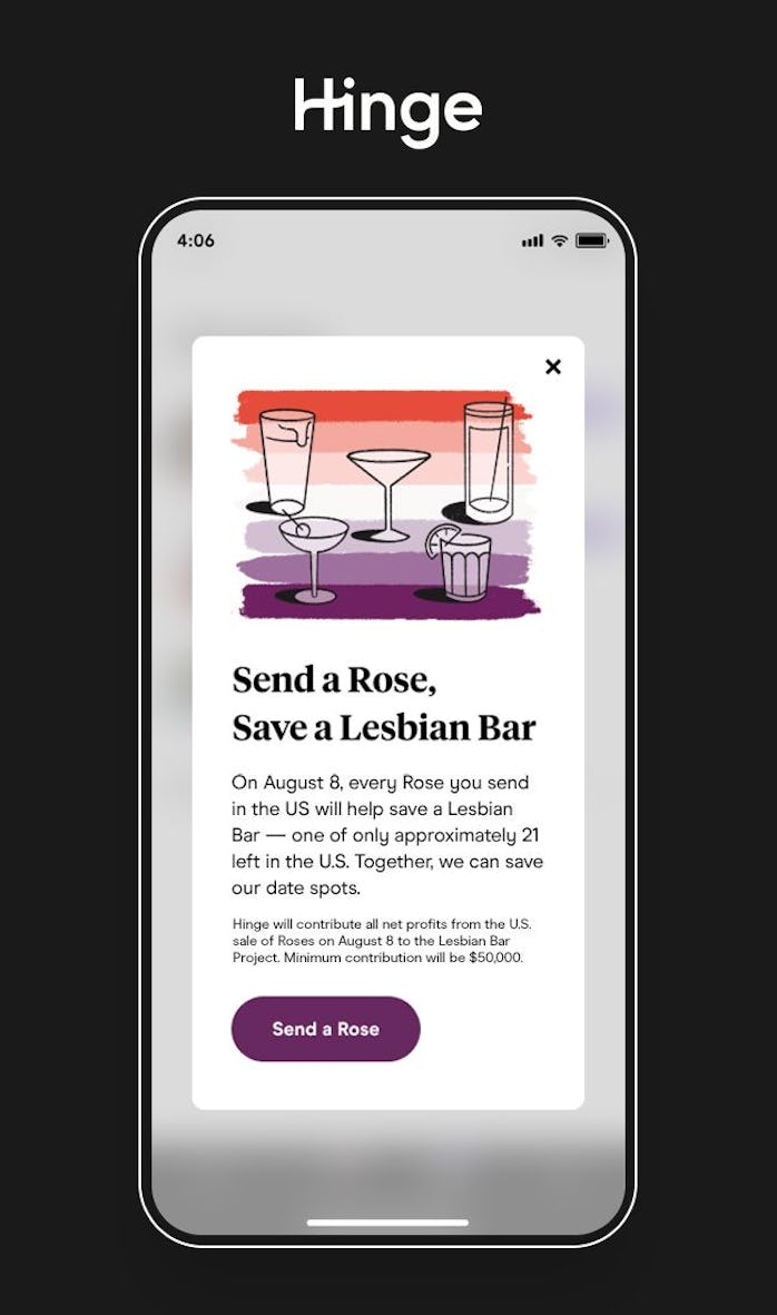 Dating app Hinge will contribute at least $50,000 to support lesbian bars across the United States.