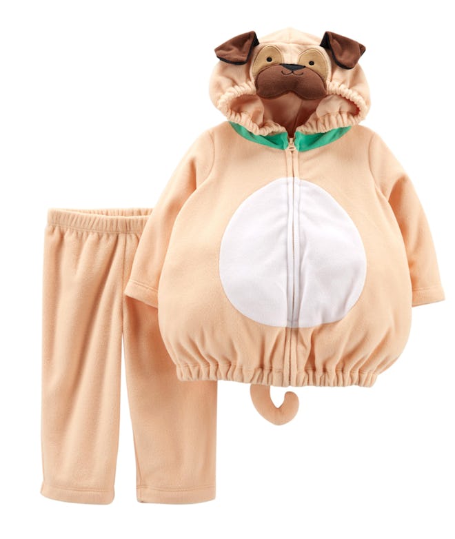 Image of a baby's two-piece pug halloween costume.